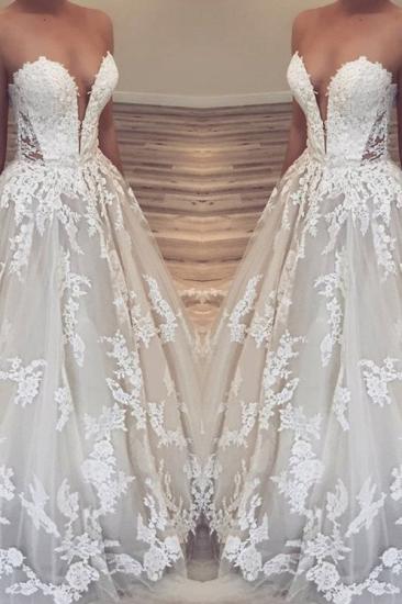 Elegant Sweetheart Strapless Lace Applique Wedding Dress | Princess A-Line Bridal Gowns_2
