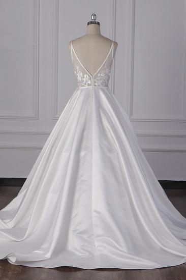 Straps Beads Appliques Ball Gown Wedding Dresses | Sexy V-neck Backless Bridal Gowns_2