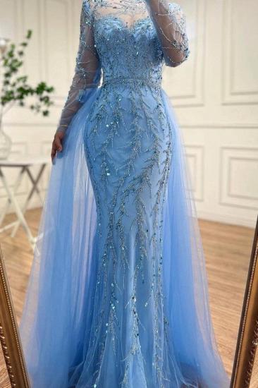 Blue Evening Dresses Long Glitter | prom dresses with sleeves_1
