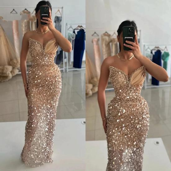 Charming Beaded Sequins Sweetheart Neck Sheath Evening Dress_2