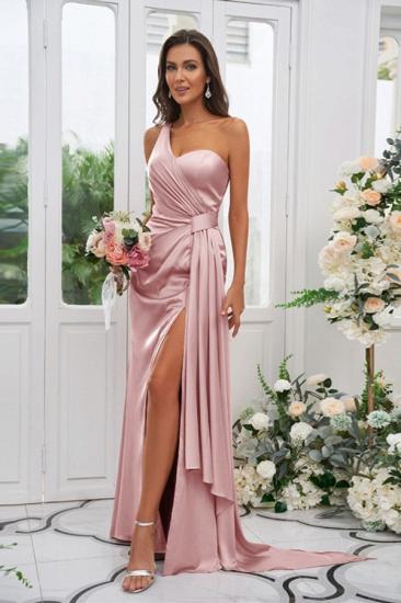 Simple Long Pink Sling Side Slit Evening Dress | Pink Prom Dress Online_12