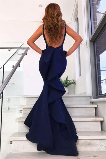 Ruffles Backless Navy Blue Evening Dresses | Mermaid Sleeveless Sexy Prom Dresses Cheap_2