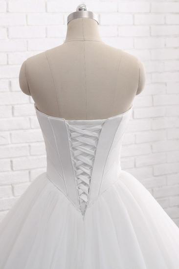 Bradyonlinewholesale Chic Ball Gown Strapless White Tulle Wedding Dress Sleeveless Bridal Gowns On Sale_5