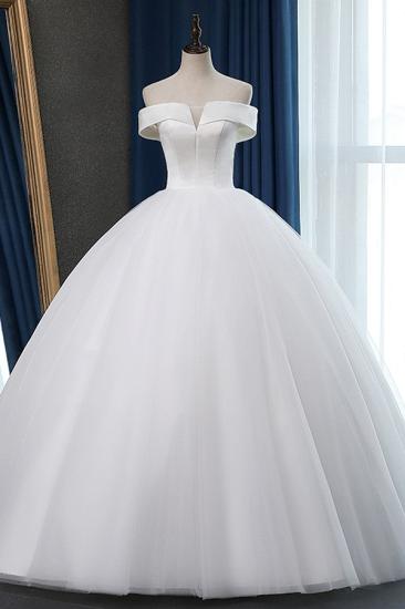 Bradyonlinewholesale Glamorous Off-the-shoulder A-line Tulle Wedding Dresses White Ruffles Bridal Gowns On Sale_7