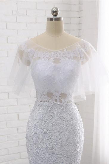 Bradyonlinewholesale Elegant Jewel Sleeveless White Tulle Wedding Dress Mermaid Lace Beading Bridal Gowns On Sale_7