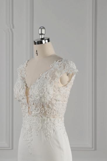 Bradyonlinewholesale Elegant Mermaid Chiffon Lace Wedding Dress V-neck Appliques Bridal Gowns On Sale_5