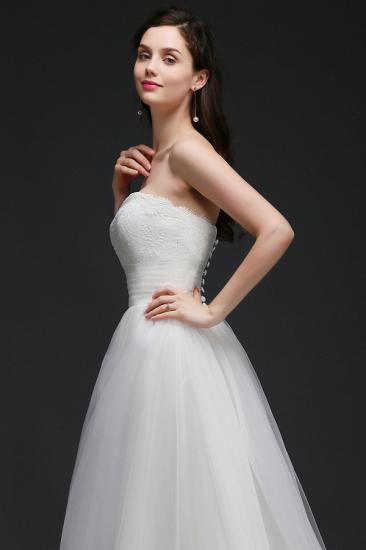 AZARIAH | A-line Strapless Tulle White Wedding Dress With Lace_5