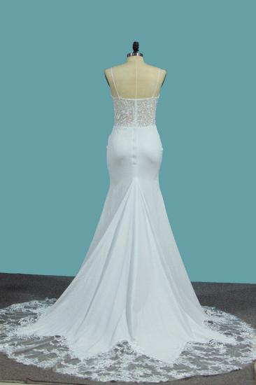 Bradyonlinewholesale Sexy Spaghetti Straps Satin Wedding Dress Mermaid Lace Applqiues Bridal Gowns On Sale_2