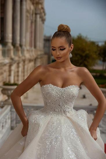 Luxurious A-line tube top princess wedding dress | Sparkling A-line wedding dress_3