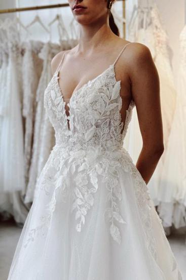 Elegant Wedding Dresses A Line Glitter Tulle Wedding Dresses With Lace_3