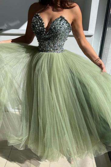 Sweetheart Strapless Tulle Beading A-Line Prom Dresses