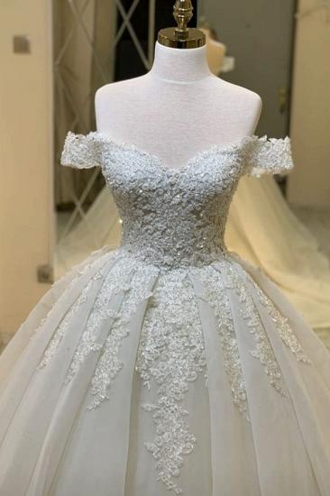 luxurious Off Shoulder  Appliques A-line Ball Gowns Princess Bridal Gowns_4