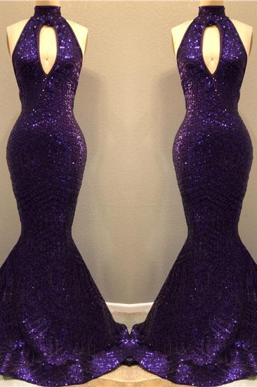 High Neck Sequins Prom Dress with Keyhole | Mermaid Sleeveless Sexy Prom Dresses Cheap_2
