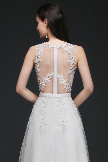 AMARI | A-Line Jewel Floor Length Tulle Wedding Dresses with Lace_4
