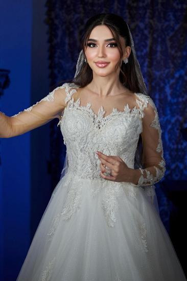 Festive Wedding Dresses A line with Sleeves Lace Bridal Fashion Online_3