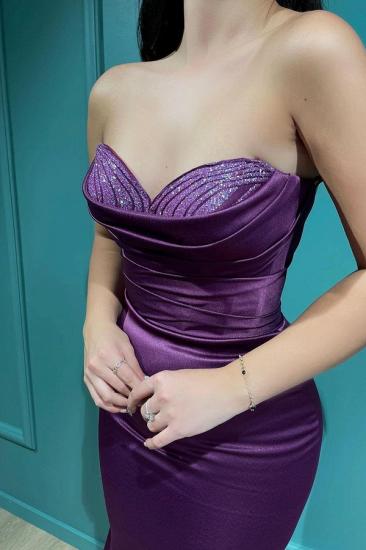 Purple Simple Heart Collar and Floor Length Sleeveless Prom dresses_3