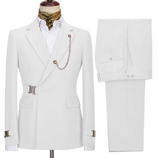 Jerome Stylish White Two Piece Mens Suit with Notched Lapel_2