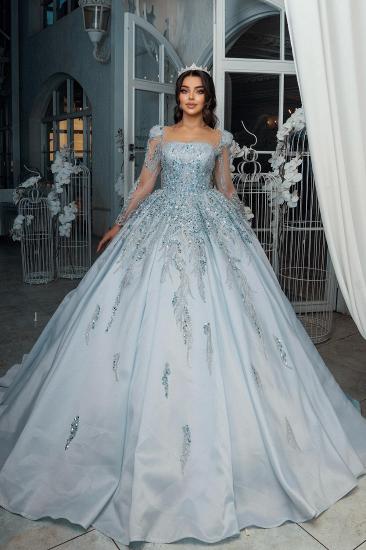 Luxurious Evening Dresses Long Blue Ball Gowns with Glitter