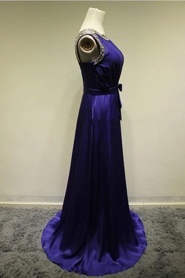 Purple OPen Back Beading Elegant Evening Dresses Sweep Train Bowknot Zipper Long Prom Party Dresses_3