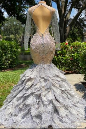 Silver Long Sleeve Lace Mermaid Glitter Ball Gown with Lace_2