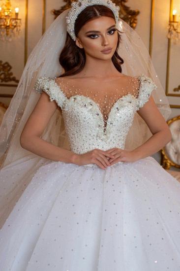 Pure and Perfect Princess White A-Line Sleeveless Wedding Dress_4