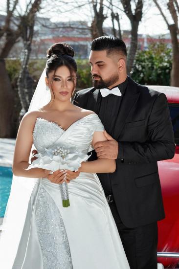 Designer Wedding Dresses Mermaid Style with Lace Satin Bridal Gowns_4
