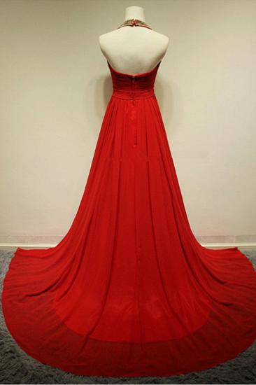 Halter Red Crystal Evening Dresses Tulle Luxurious Custom Made Charming Party Gowns_2