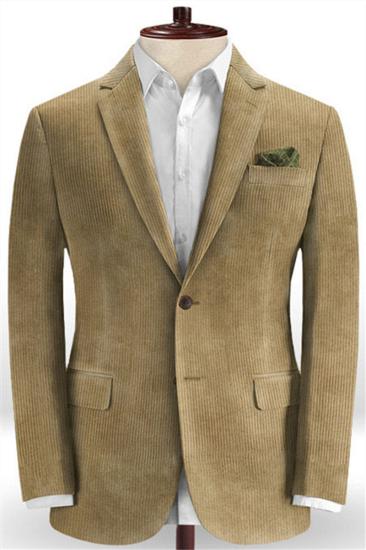 Khaki Corduroy Stripe Mens Suit | Mens Fashion Slim Fit Tuxedo