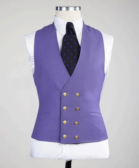 Purple Pointed Lapel Three Piece Best Fit Men Suits_3