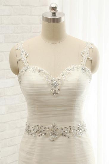 Bradyonlinewholesale Unique Ivory Straps Mermaid Wedding Dresses Tulle Ruffles Sequins Bridal Gowns Online_4
