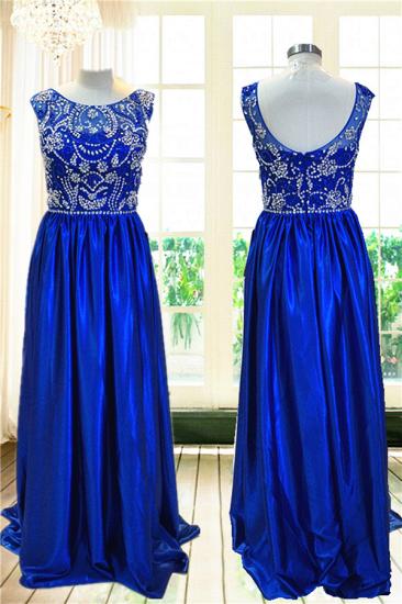Royal Blue Elegant Evening Dresses with Crystal Beading Charming Prom Dress_1