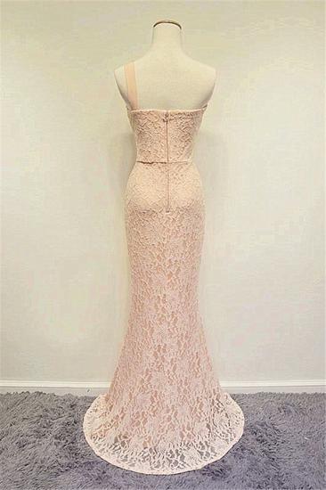 Champagne One Shoulder Lace Crystal Mermaid Prom Dress A-line Popular Zipper Long Evening Gowns_2