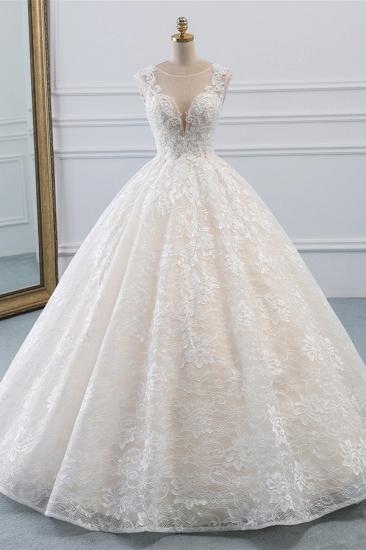 Bradyonlinewholesale Exquisite Jewel Sleelveless Lace Wedding Dress Ball Gown appliques Bridal Gowns Online