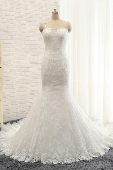 Bradyonlinewholesale Sexy Spaghetti Straps Sleeveless Wedding Dresses With Appliques White Mermaid Lace Bridal Gowns Online_5