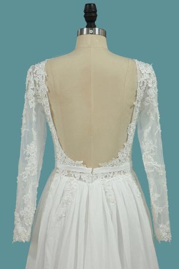 Bradyonlinewholesale Elegant Jewel Long Sleeves Wedding Dress Chiffon Tulle Lace Ruffles Bridal Gowns Online_4