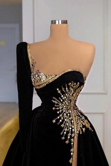 Vintage Evening Dresses Long Black Prom Dresses with Glitter_2