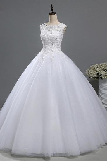 Bradyonlinewholesale Chic Jewel Tulle Sequined Wedding Dress Sleeveless Appliques Beadings Bridal Gowns On Sale_1