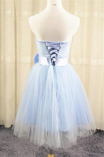 Strapless Tulle Short Cute Blue Homecoming Dress with Bowknot Lace-up Mini Cheap Bridesmaid Dresses Under 100_2