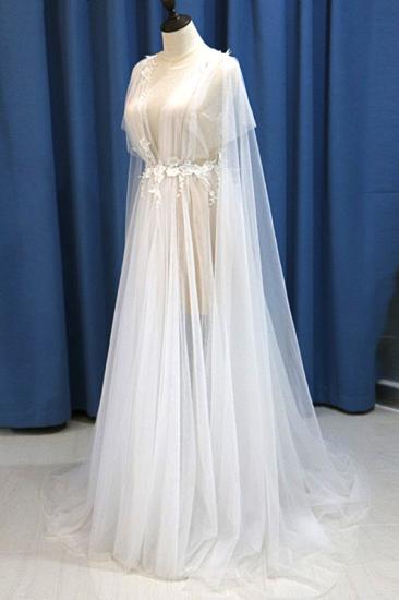 Bradyonlinewholesale Glamorous White Tulle V-Neck Beach Wedding Dress A Line Flower Bridal Gowns On Sale