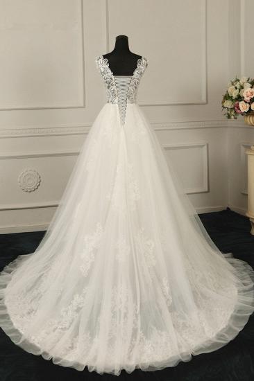 Bradyonlinewholesale Sexy V-Neck Sleeveless Tulle Wedding Dress See Through Top Appliques Bridal Gowns On Sale_2
