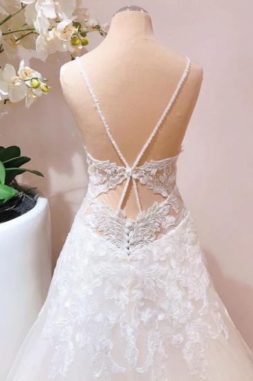 The new shoulder strap A-line and floor-length lace wedding dress_3
