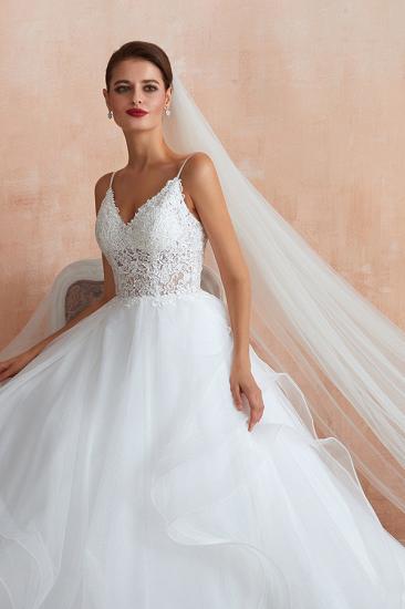 Chic Spaghetti Straps Lace Wedding Dress with See Through Bodice_3