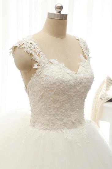 Bradyonlinewholesale Chic Straps Sleeveless Tulle Wedding Dresses With Appliques White A-line Bridal Gowns Online_4