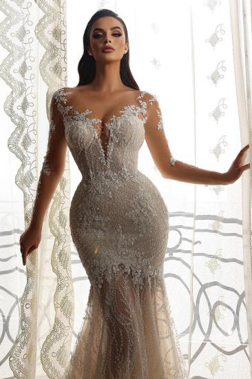 Lace Luxurious Mermaid Sleeve Wedding Dress ｜Wedding dresses with sleeves_3