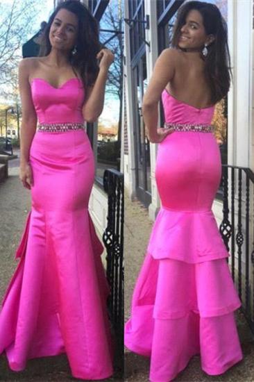 Layered Beautiful Fuchsia Beadings Prom Dress Sweetheart Evening Dress_1
