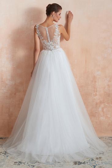 Caltha | Beautiful Bateau neck White Wedding Dress with Sparkling Sequins, Bradyonlinewholesale Design Lace Bridal Gowns_2