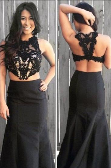 Black Mermaid Two Pieces Long Formal Occasion Dress Sexy Lace Plus Size Evening Dress_1