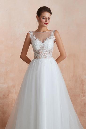 Exquisite Sequins White Tulle Affordable Wedding Dress with Appliques_4
