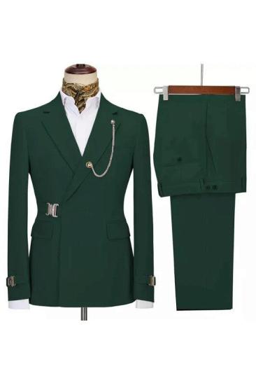 Michael Fashion Dark Green Close Fitting Prom Outfits for Boy_2