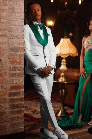 Tyler White Shawl Lapel Jacquard Prom Suits_1